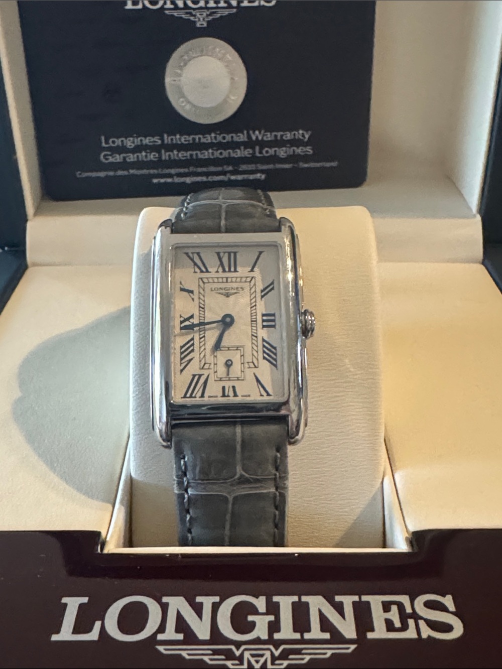 Longines Dolcevita Watch w/ Grey Alligator/Leather Strap